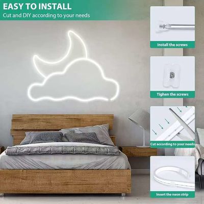 Ánh sáng dải LED trắng 16,4ft/5m Dải đèn Neon 12V Dải đèn LED Neon chống nước Dải đèn LED silicone Đèn dây LED Neon cho nhà bếp Phòng ngủ Nội thất ngoài trời trang trí Bộ điều hợp điện Không bao gồm