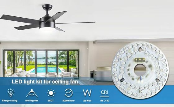 5CCT 18W / 24W DIP Switch Quạt đèn trần với sức mạnh phù thủy Thay thế LED Module 120V Quạt trần Panel Retrofit Kit With DOB Modules