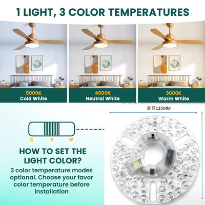 5CCT 18W / 24W DIP Switch Quạt đèn trần với sức mạnh phù thủy Thay thế LED Module 120V Quạt trần Panel Retrofit Kit With DOB Modules