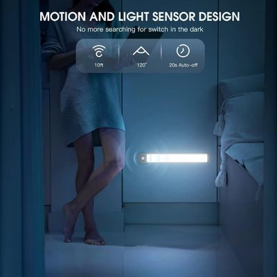 Under Cabinet Lighting,40 LED Rechargeable Battery Operated Motion Sensor Light Indoor  Magnetic Dimmable Closet Lights, Wireless Under Counter Lights for Kitchen, Stairs