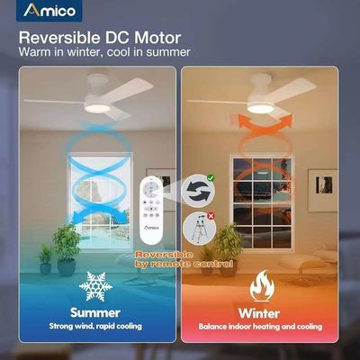 Ceiling Fans with Lights, 42 inch Low Profile Ceiling Fan with Light and Remote Control, Flush Mount, Reversible, 3CCT, Dimmable, Noiseless, White Ceiling Fan for Bedroom, Indoor/Outdoor Use