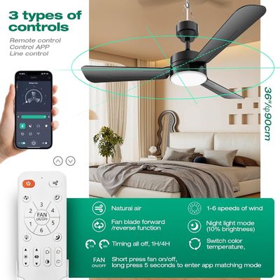 Quạt trần với đèn,36 &quot;LED quạt đèn treo với móc,Hook loại quạt trần,cắm trong quạt trần ánh sáng,40W,3000-6500k,điện thoại từ xa,Portable quạt cho giường cắm trại,Patios,(Black)N DFFFFFN`