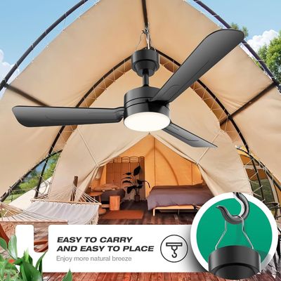 Quạt trần với đèn,36 &quot;LED quạt đèn treo với móc,Hook loại quạt trần,cắm trong quạt trần ánh sáng,40W,3000-6500k,điện thoại từ xa,Portable quạt cho giường cắm trại,Patios,(Black)N DFFFFFN`