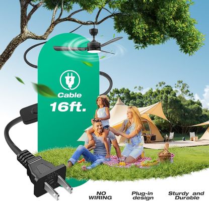 Quạt trần với đèn,36 &quot;LED quạt đèn treo với móc,Hook loại quạt trần,cắm trong quạt trần ánh sáng,40W,3000-6500k,điện thoại từ xa,Portable quạt cho giường cắm trại,Patios,(Black)N DFFFFFN`