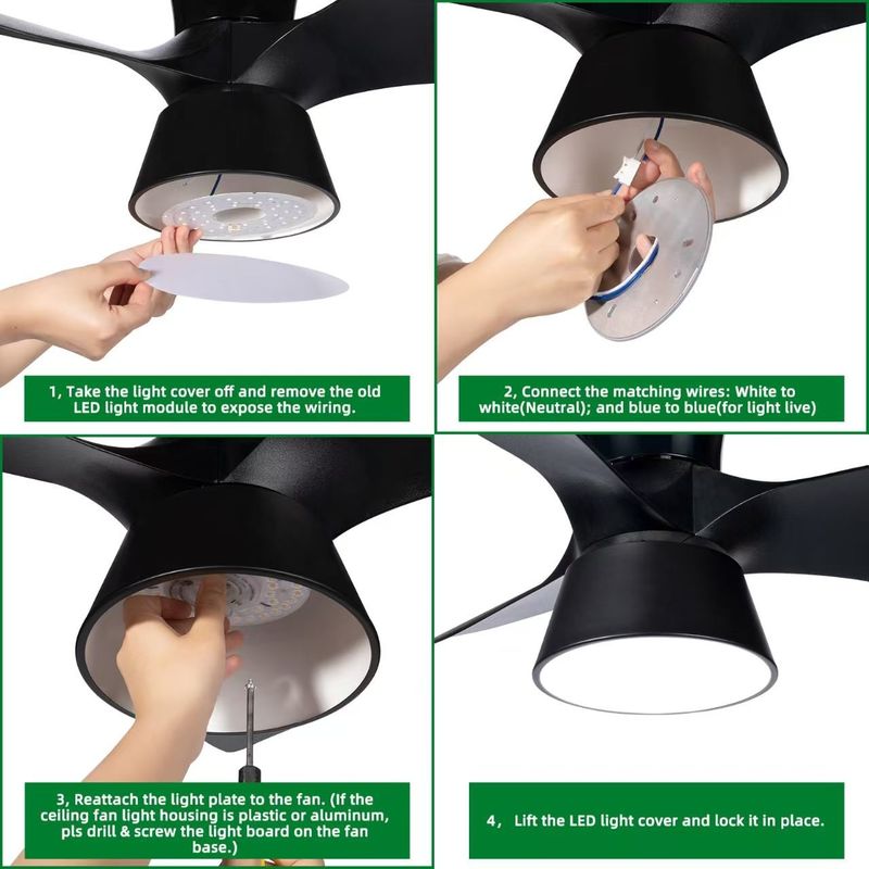 Động cơ ánh sáng LED 15W 100MM Cho phòng ăn Bộ chỉnh sửa bảng điều khiển quạt trần 120V Với các mô-đun DOB Đổi đèn quạt trần LED